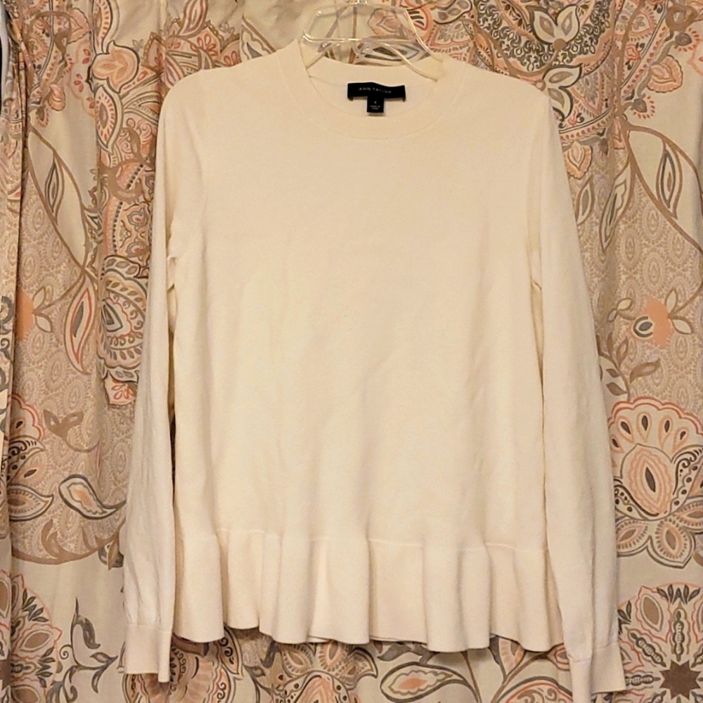 Ann Taylor Winter White Blouse Med